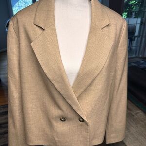 Express Tan Double-Breasted Suit Jacket
